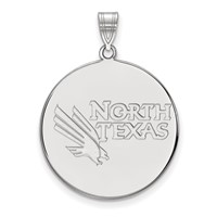 Sterling Silver Rhodium-plated LogoArt University of North Texas Extra Large Disc Pendant view 1