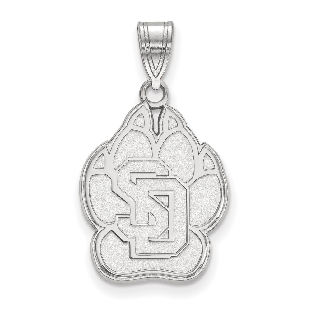 Sterling Silver Rhodium-plated LogoArt University of South Dakota Large Pendant