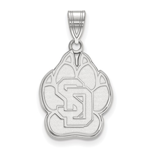 Sterling Silver Rhodium-plated LogoArt University of South Dakota Large Pendant