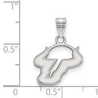 Sterling Silver Rhodium-plated LogoArt University of South Florida Bull Small Pendant view 2