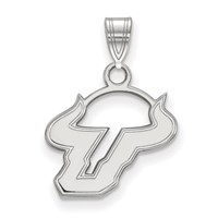 Sterling Silver Rhodium-plated LogoArt University of South Florida Bull Small Pendant view 1