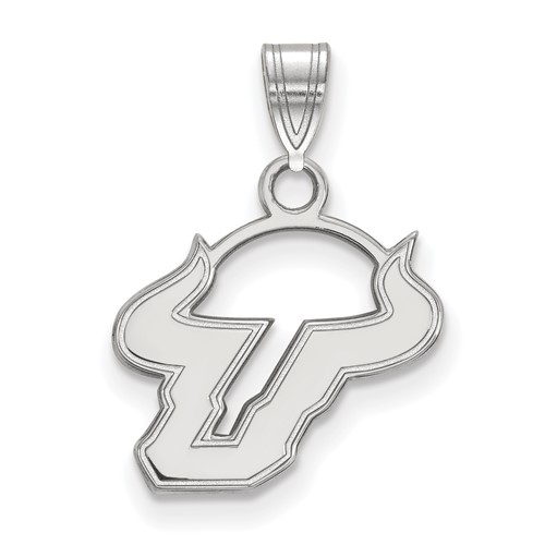 Sterling Silver Rhodium-plated LogoArt University of South Florida Bull Small Pendant