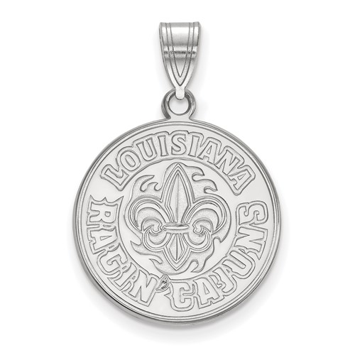 Sterling Silver Rhodium-plated LogoArt University of Louisiana At Lafayette Large Pendant
