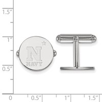 Sterling Silver Rhodium-plated LogoArt US Naval Academy Cuff Links view 2