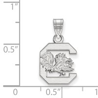 Sterling Silver Rhodium-plated LogoArt University of South Carolina Small Pendant view 2