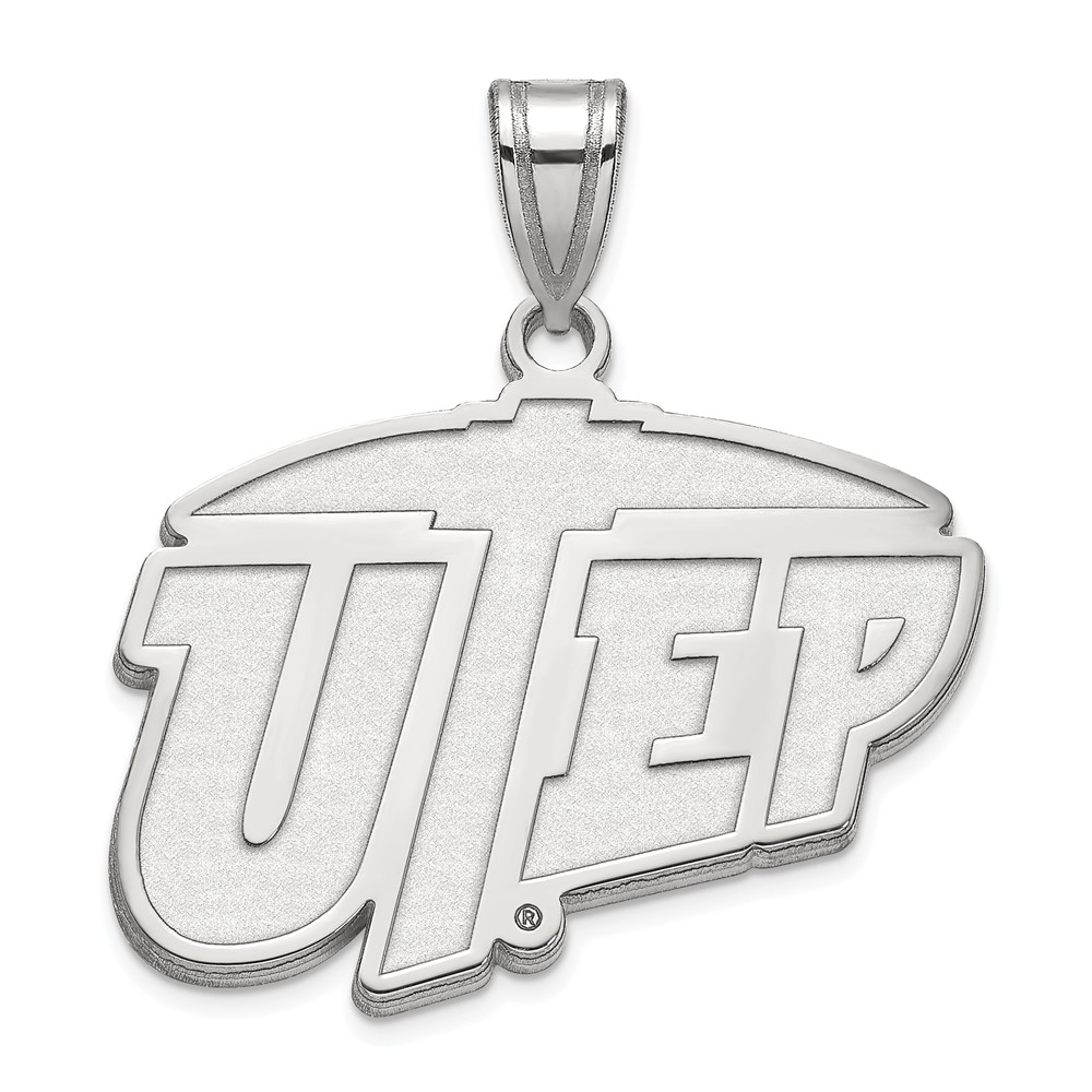 Sterling Silver Rhodium-plated LogoArt University of Texas At El Paso Large Pendant