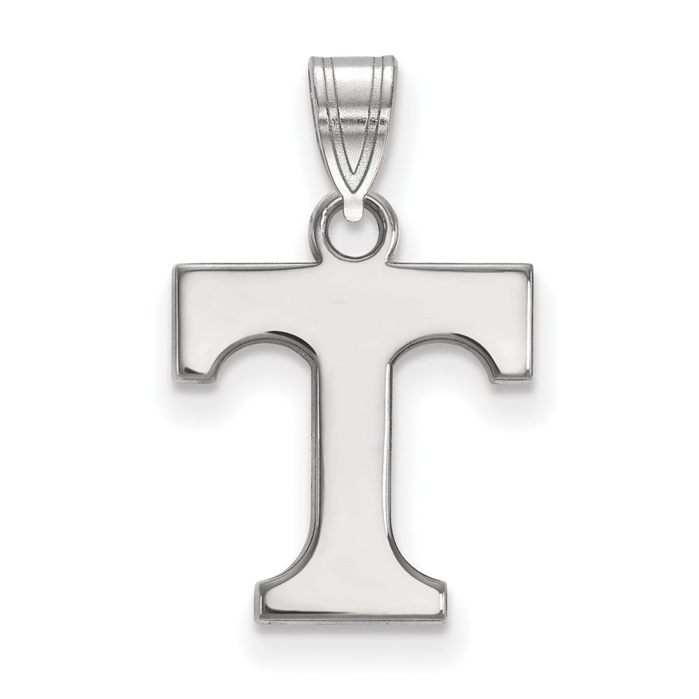 Sterling Silver Rhodium-plated LogoArt University of Tennessee Letter T Small Pendant