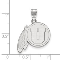 Sterling Silver Rhodium-plated LogoArt University of Utah Large Pendant view 2