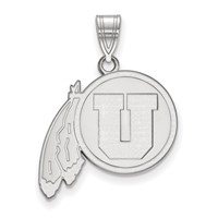 Sterling Silver Rhodium-plated LogoArt University of Utah Large Pendant view 1