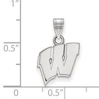Sterling Silver Rhodium-plated LogoArt University of Wisconsin Letter W Small Pendant view 2