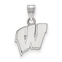 Sterling Silver Rhodium-plated LogoArt University of Wisconsin Letter W Small Pendant view 1