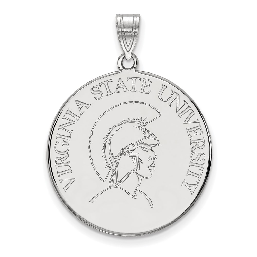 Sterling Silver Rhodium-plated LogoArt Virginia State University Extra Large Disc Pendant