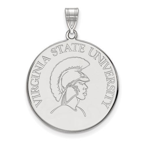 Sterling Silver Rhodium-plated LogoArt Virginia State University Extra Large Disc Pendant