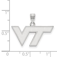 Sterling Silver Rhodium-plated LogoArt Virginia Tech V-t Small Pendant view 2