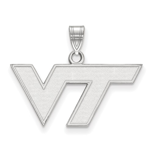 Sterling Silver Rhodium-plated LogoArt Virginia Tech V-t Small Pendant