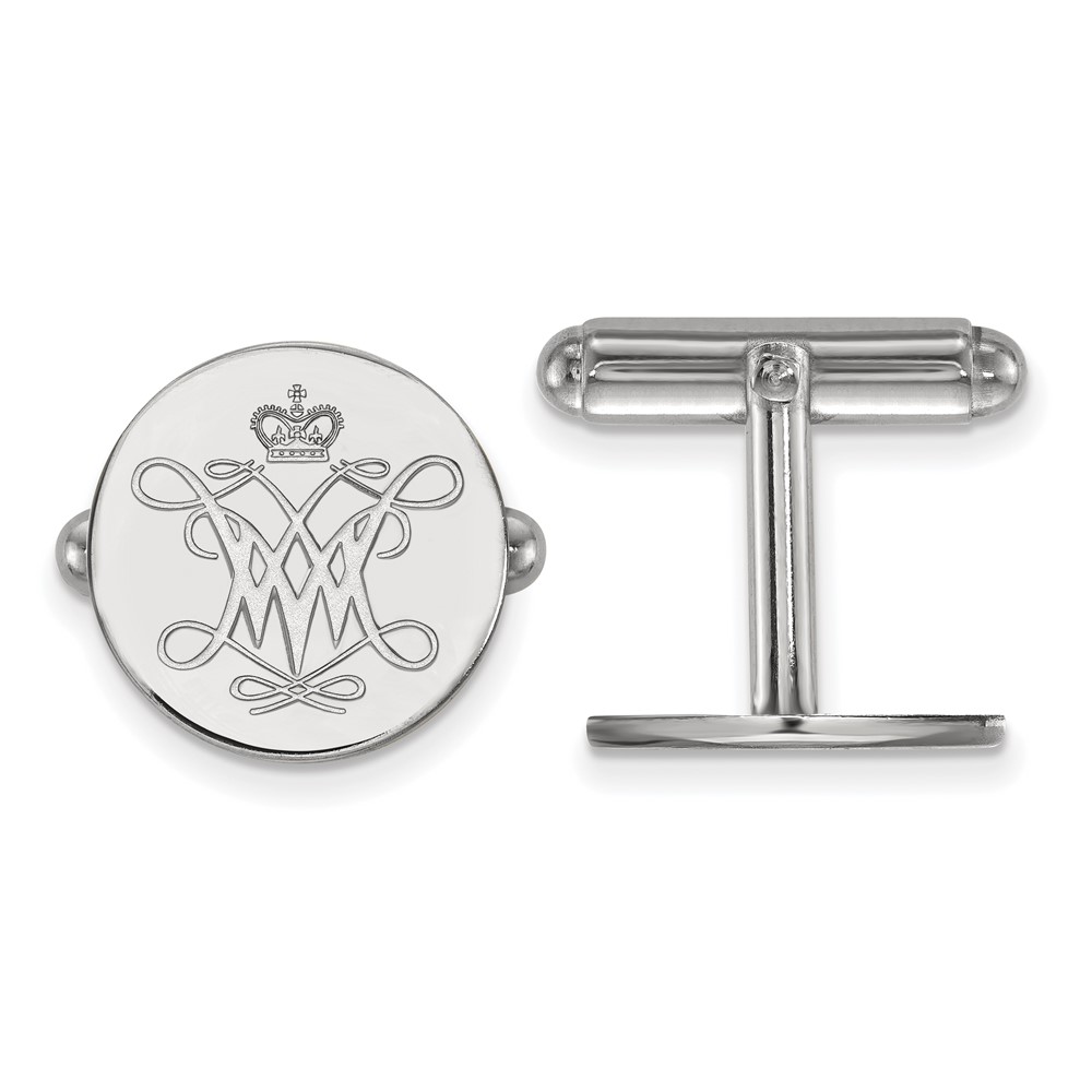 Sterling Silver Rhodium-plated LogoArt College of William and Mary Cuff Links