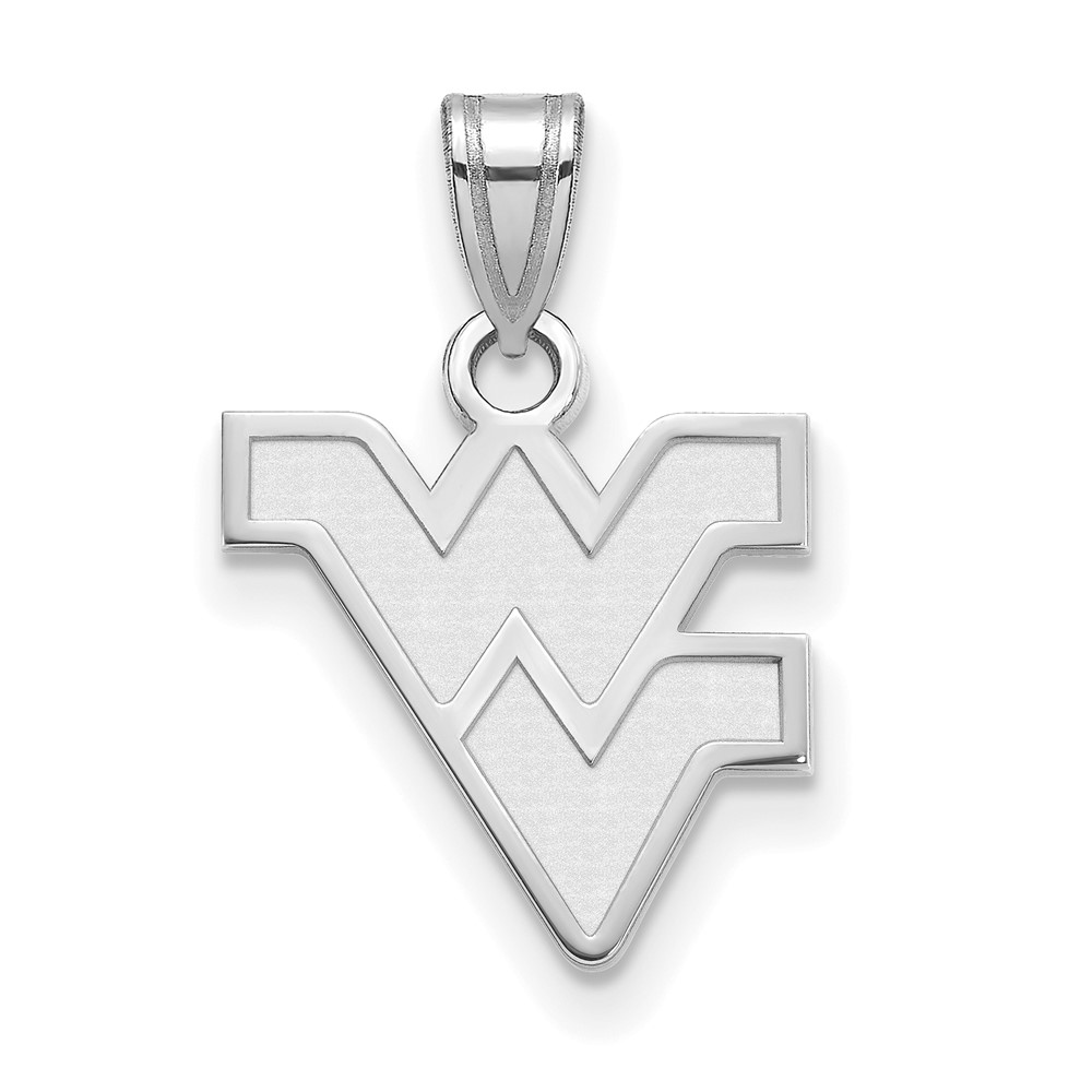 Sterling Silver Rhodium-plated LogoArt West Virginia University W-v Small Pendant