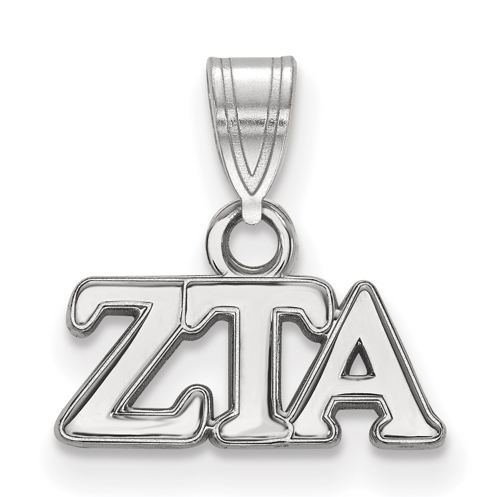 Sterling Silver Rhodium-plated LogoArt Zeta Tau Alpha Sorority Greek Letters Small Pendant