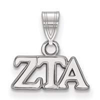 Sterling Silver Rhodium-plated LogoArt Zeta Tau Alpha Sorority Greek Letters Small Pendant view 1