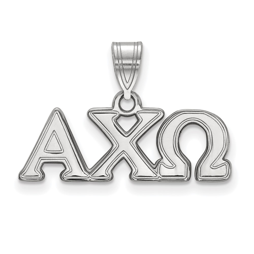 Sterling Silver Rhodium-plated LogoArt Alpha Chi Omega Sorority Greek Letters Medium Pendant
