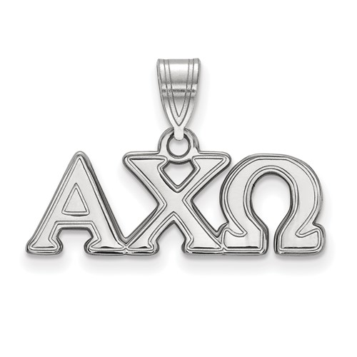 Sterling Silver Rhodium-plated LogoArt Alpha Chi Omega Sorority Greek Letters Medium Pendant