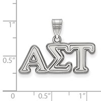 Sterling Silver Rhodium-plated LogoArt Alpha Sigma Tau Sorority Greek Letters Medium Pendant view 2
