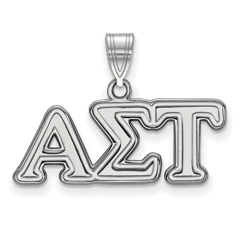 Sterling Silver Rhodium-plated LogoArt Alpha Sigma Tau Sorority Greek Letters Medium Pendant