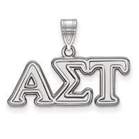 Sterling Silver Rhodium-plated LogoArt Alpha Sigma Tau Sorority Greek Letters Medium Pendant view 1