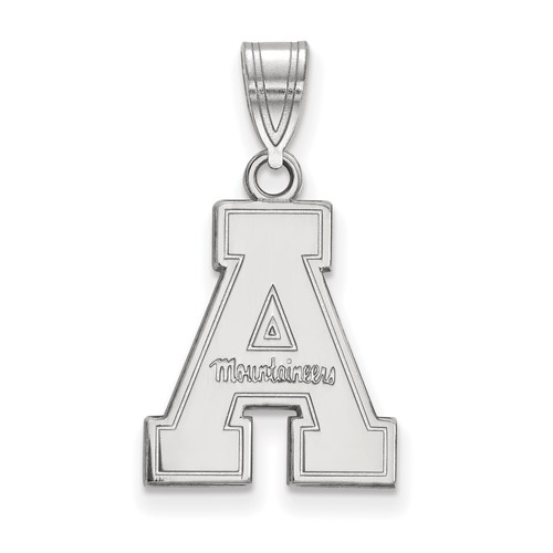 Sterling Silver Rhodium-plated LogoArt Appalachian State University Medium Pendant