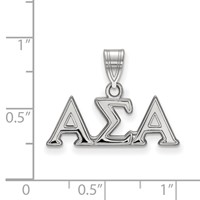Sterling Silver Rhodium-plated LogoArt Alpha Sigma Alpha Sorority Greek Letters Medium Pendant view 2