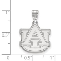 Sterling Silver Rhodium-plated LogoArt Auburn University A-u Medium Pendant view 2