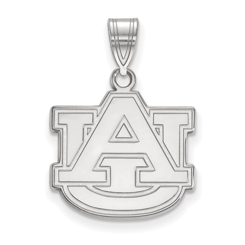 Sterling Silver Rhodium-plated LogoArt Auburn University A-u Medium Pendant