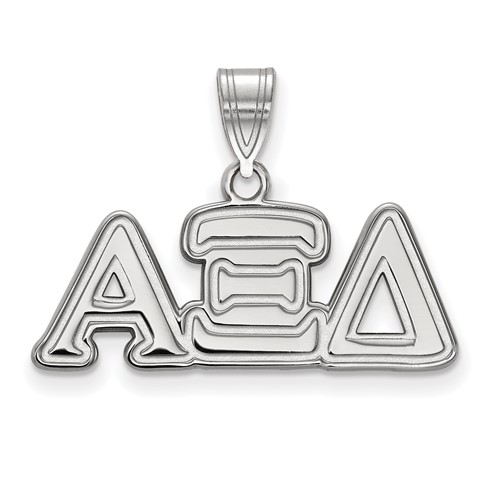 Sterling Silver Rhodium-plated LogoArt Alpha Xi Delta Sorority Greek Letters Medium Pendant