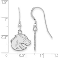 Sterling Silver Rhodium-plated LogoArt Boise State University Bronco Small Dangle Wire Earrings view 2