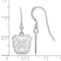 Sterling Silver Rhodium-plated LogoArt Butler University Bulldog Small Dangle Wire Earrings view 2