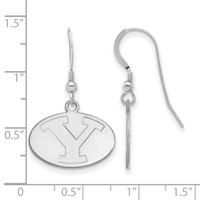 Sterling Silver Rhodium-plated LogoArt Brigham Young University Letter Y Small Dangle Wire Earrings view 2