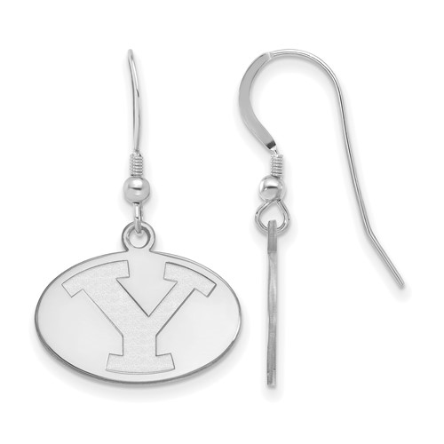 Sterling Silver Rhodium-plated LogoArt Brigham Young University Letter Y Small Dangle Wire Earrings