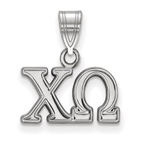 Sterling Silver Rhodium-plated LogoArt Chi Omega Sorority Greek Letters Medium Pendant view 1