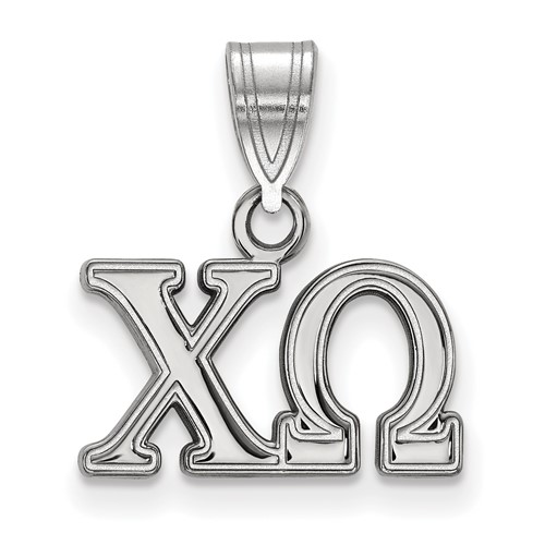 Sterling Silver Rhodium-plated LogoArt Chi Omega Sorority Greek Letters Medium Pendant