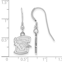 Sterling Silver Rhodium-plated LogoArt Creighton University Bluejay Small Dangle Wire Earrings view 2