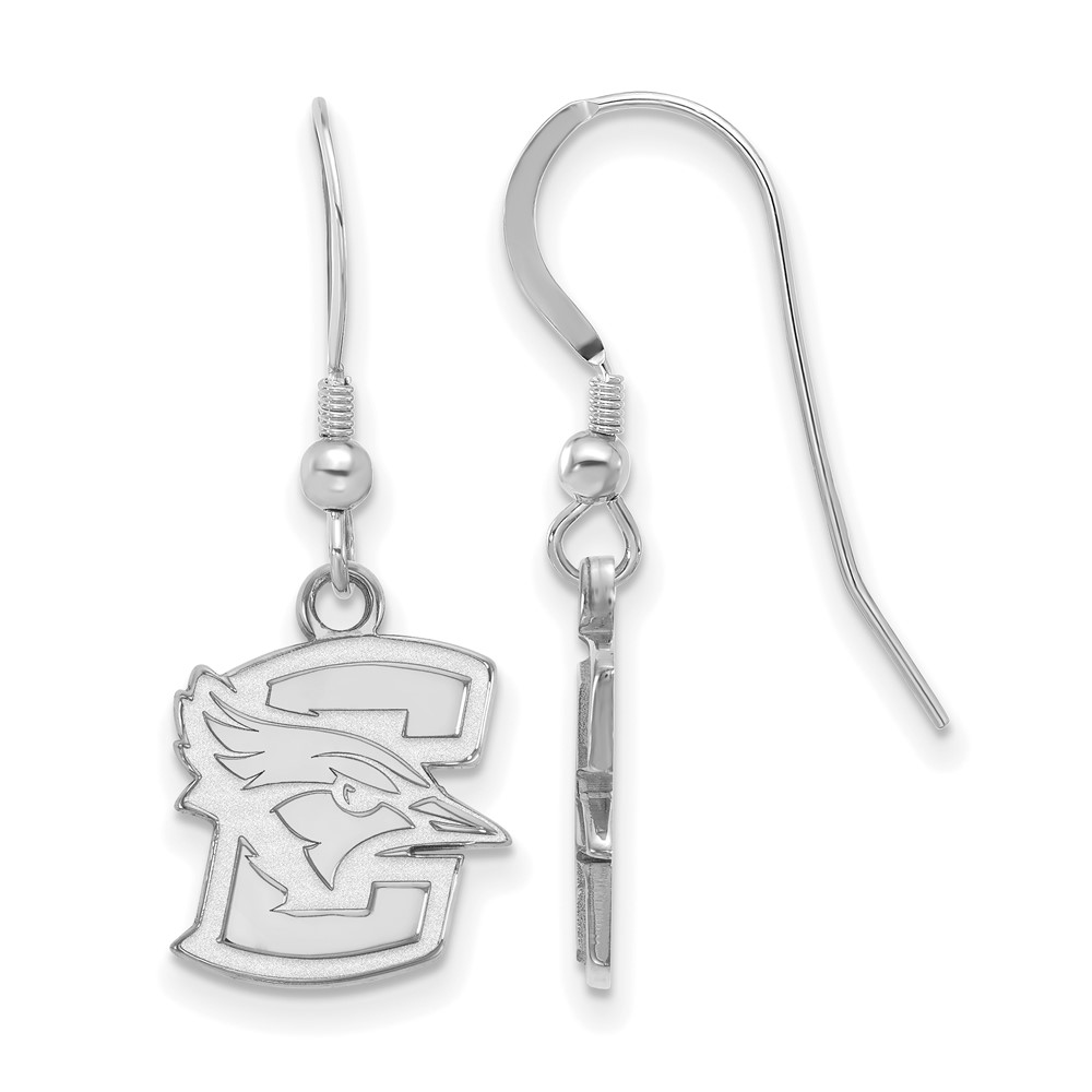 Sterling Silver Rhodium-plated LogoArt Creighton University Bluejay Small Dangle Wire Earrings