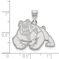 Sterling Silver Rhodium-plated LogoArt California State University Fresno Bulldog Large Pendant view 2