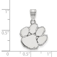 Sterling Silver Rhodium-plated LogoArt Clemson University Tiger Paw Medium Pendant view 2