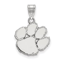 Sterling Silver Rhodium-plated LogoArt Clemson University Tiger Paw Medium Pendant view 1