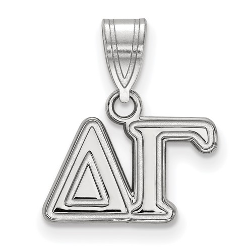 Sterling Silver Rhodium-plated LogoArt Delta Gamma Sorority Greek Letters Medium Pendant