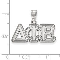 Sterling Silver Rhodium-plated LogoArt Delta Phi Epsilon Sorority Greek Letters Medium Pendant view 2