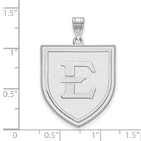 Sterling Silver Rhodium-plated LogoArt East Tennessee State University Letter E Shield Extra Large Pendant view 3