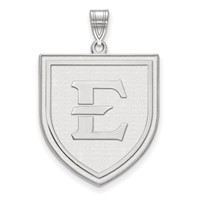 Sterling Silver Rhodium-plated LogoArt East Tennessee State University Letter E Shield Extra Large Pendant view 1