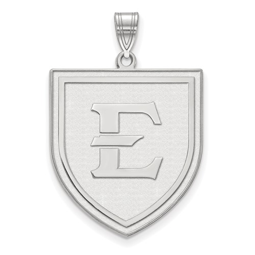 Sterling Silver Rhodium-plated LogoArt East Tennessee State University Letter E Shield Extra Large Pendant