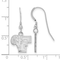 Sterling Silver Rhodium-plated LogoArt Fordham University Ram Small Dangle Wire Earrings view 2